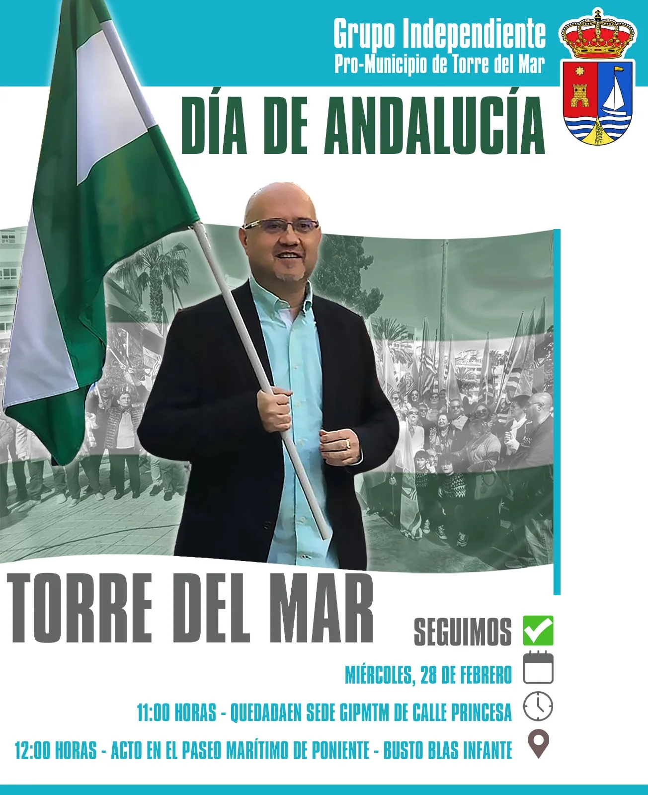 El GIPMTM celebra este miércoles el Día de Andalucía con la tradicional ofrenda de flores a Blas Infante y José Antonio Gallego