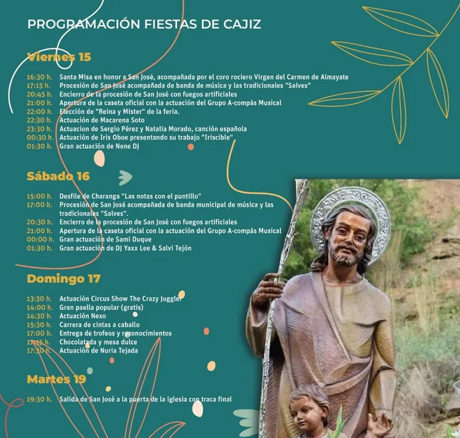 Cajiz celebra su feria en honor a San José este fin de semana con una programación variada y diversa