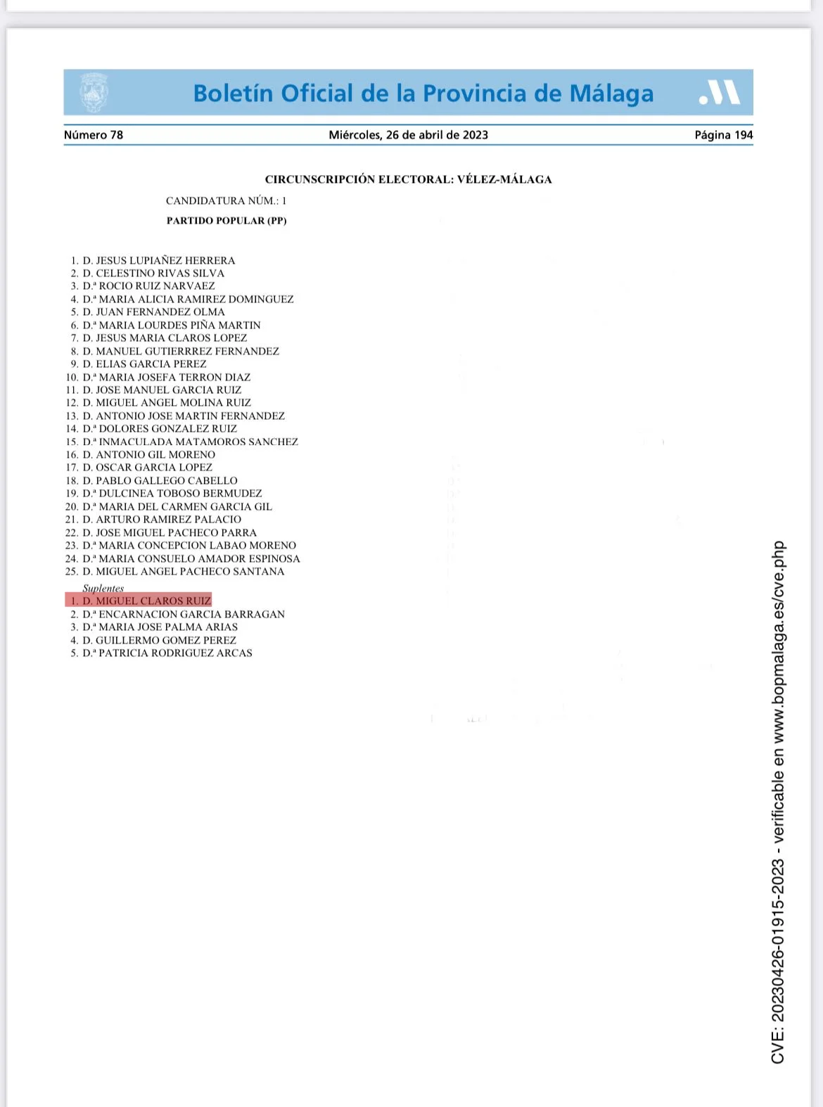 El PP de Vélez da un 'patinazo' doble con el anuncio del pregonero de la Feria de San Miguel