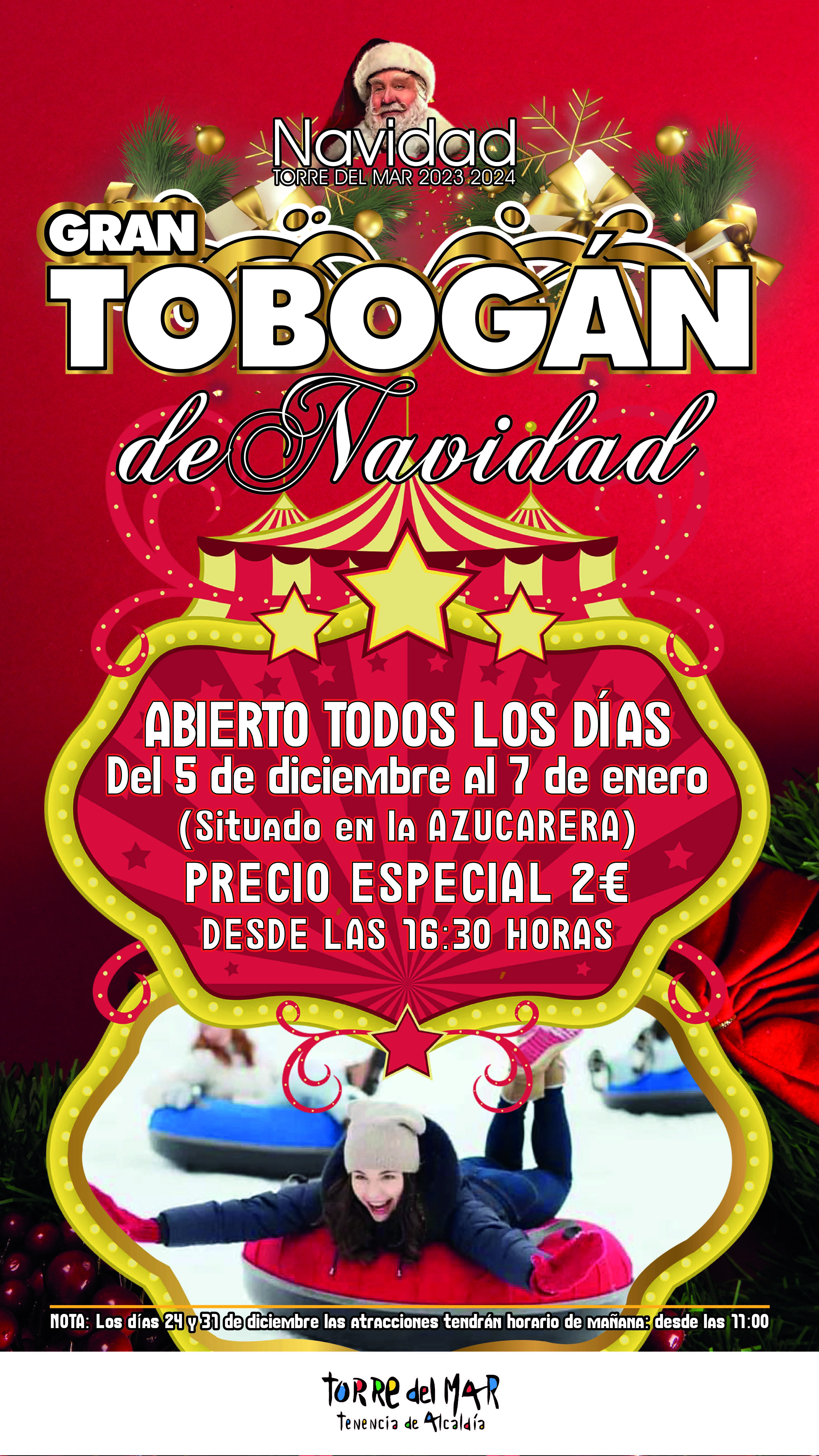 Foto del cartel del gran tobogan de Torre del Mar