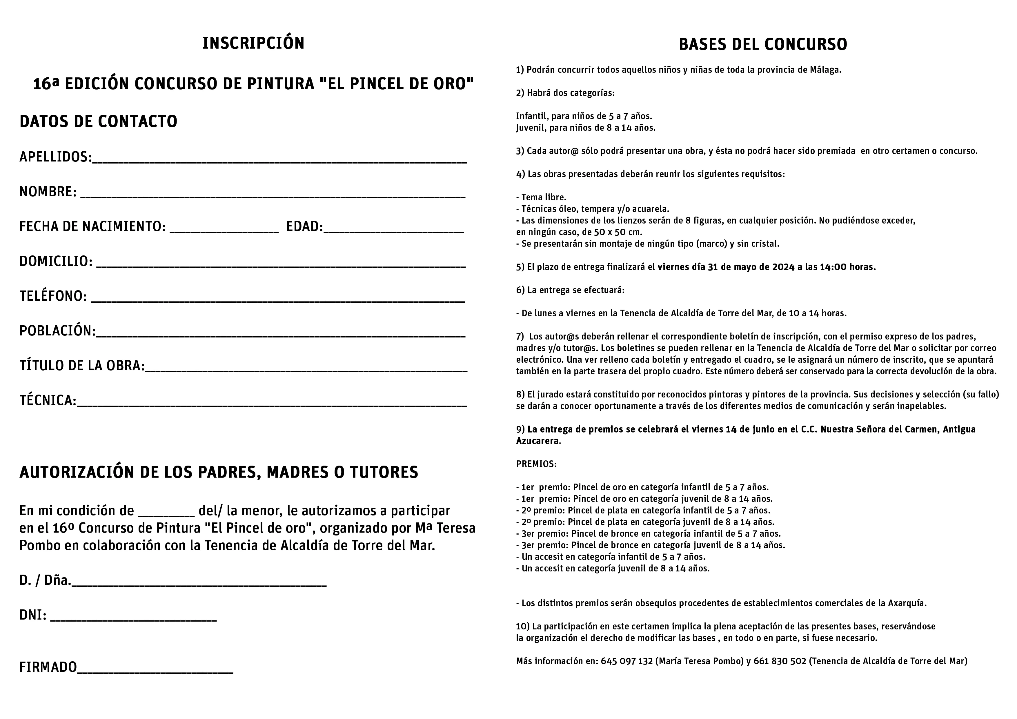 cuartilla de inscripcion y base del concurso