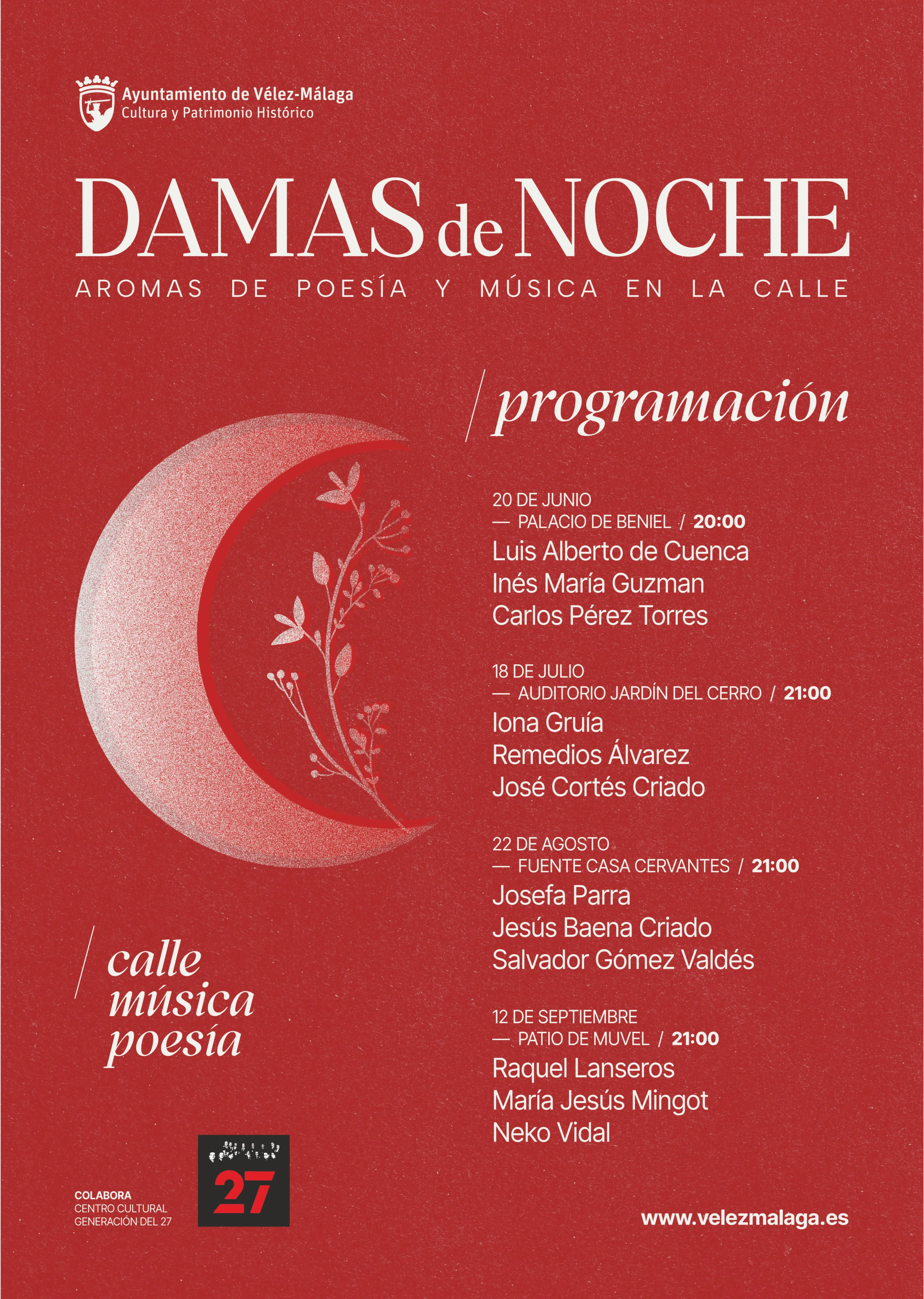 La Concejalía de Cultura presenta una nueva edición del ciclo de poesía ‘Damas de Noche’
