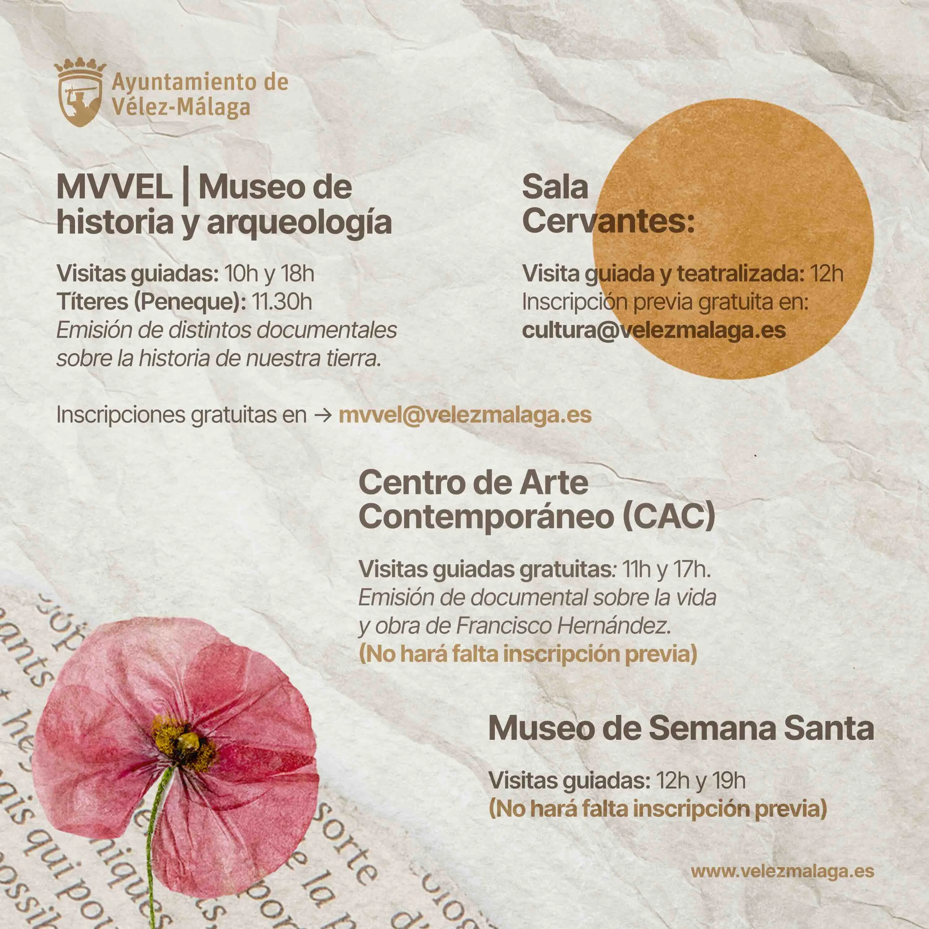 Vélez-Málaga celebrará el sábado 18 de mayo el ‘Día de los Museos’ con una jornada de puertas abiertas y visitas guiadas gratuitas