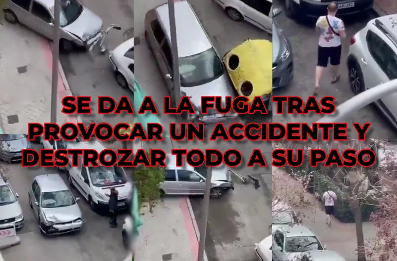 Graban en video a un joven destrozando todo lo que tiene por delante tras provocar un accidente y darse a la fuga