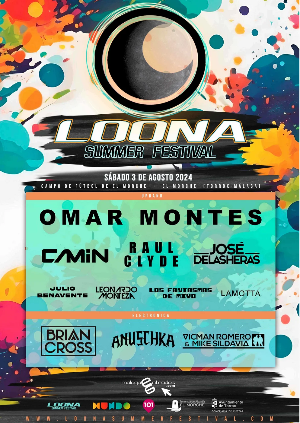 Omar Montes, Raul Clyde y Camin encabezan el Loona Summer Festival 2024 de El Morche en Torrox 