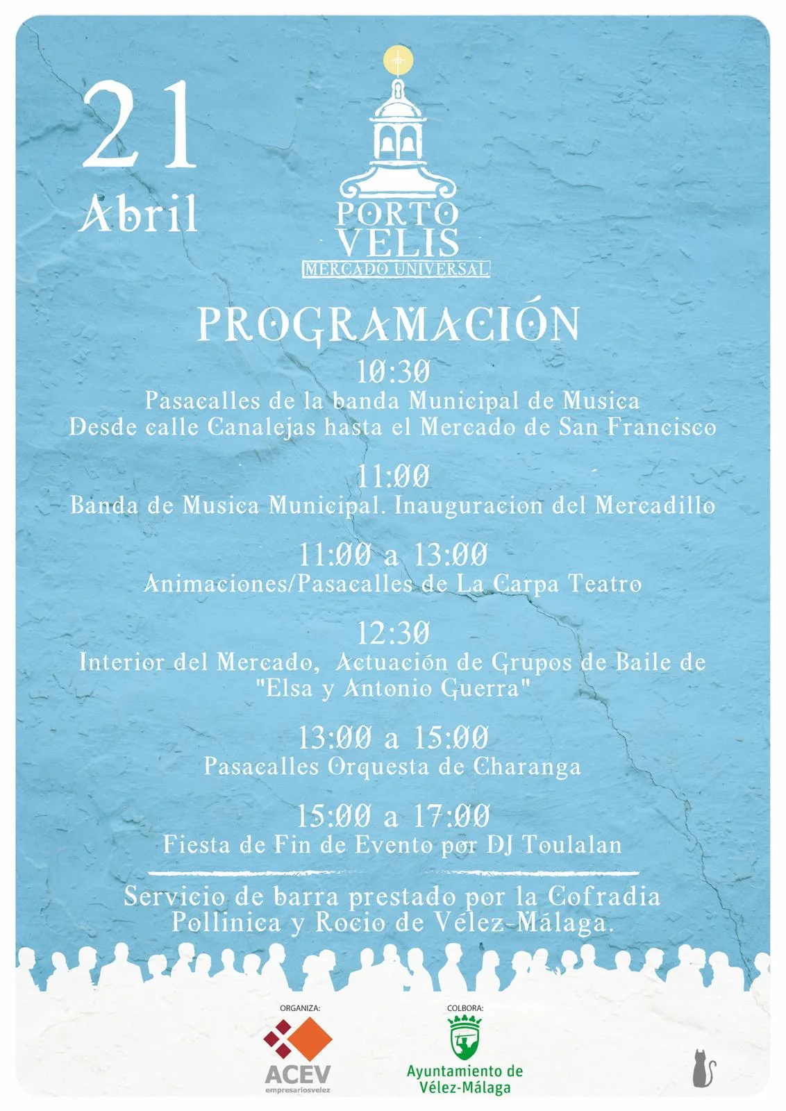El mercado Portovelis ya está preparado para llenar de colorido y entretenimiento el Centro Histórico de Vélez-Málaga este domingo