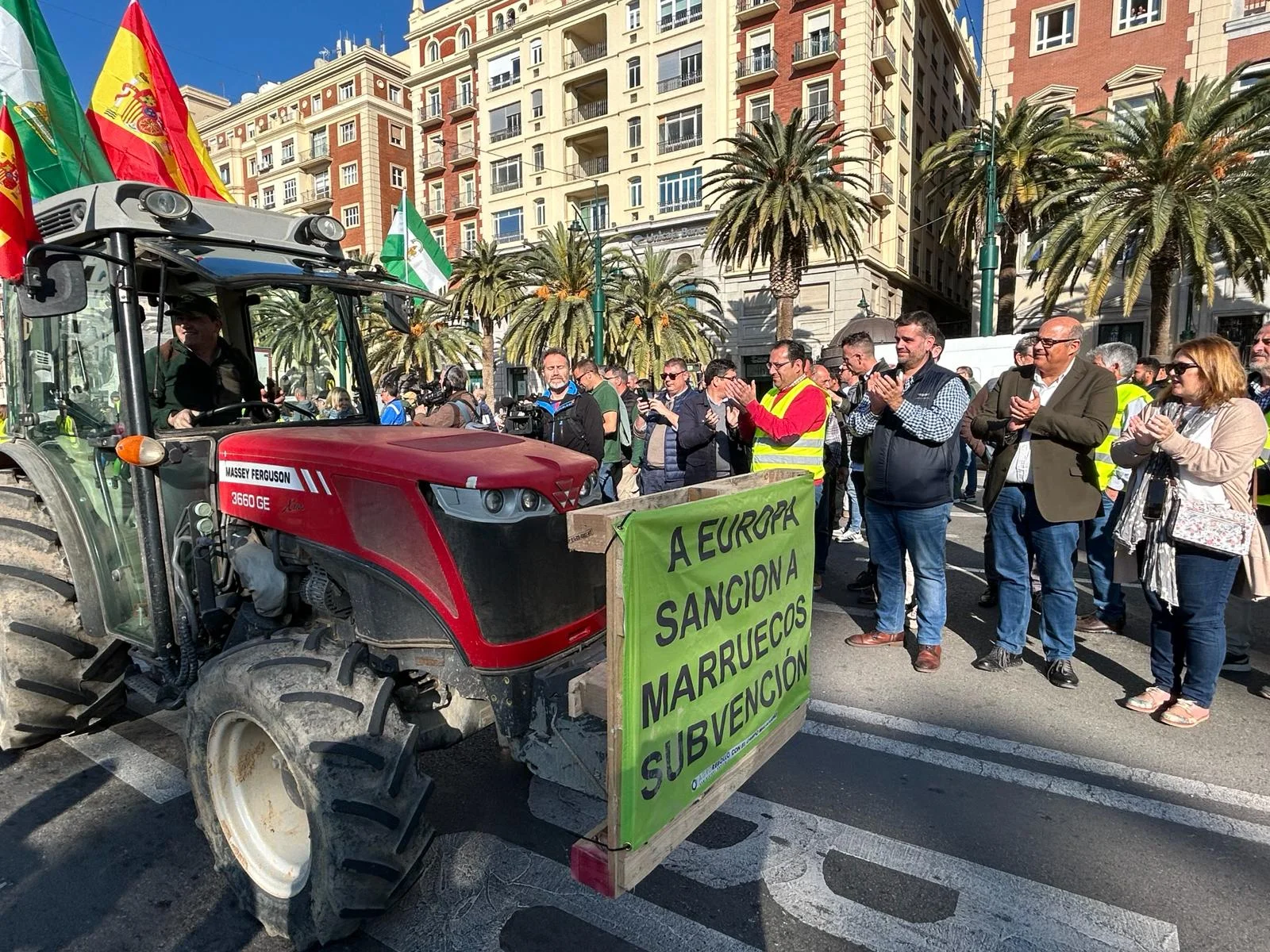 Imagen de las protestas de agricultores en malaga el 21 de febrero de 2024