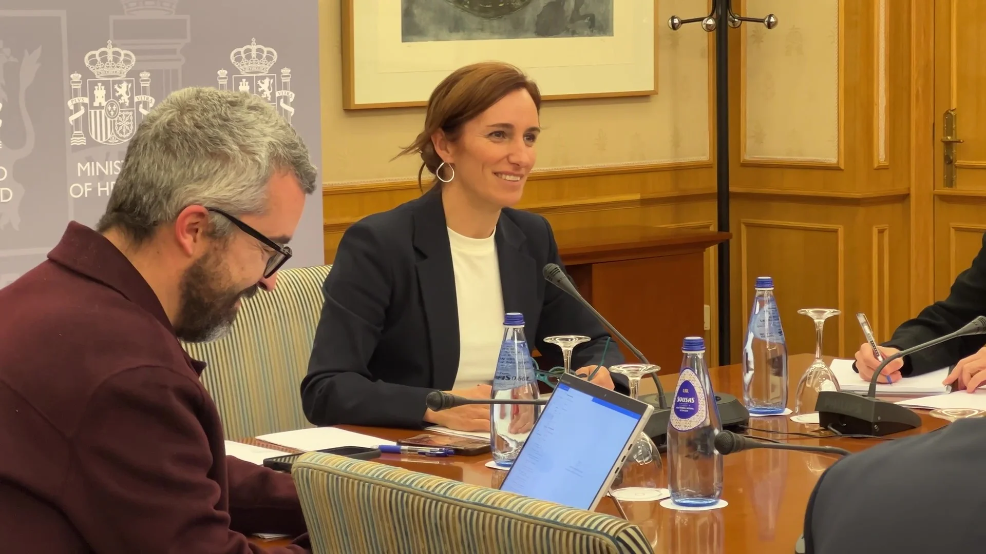 La Ministra de Sanidad Monica García ante los medios de comunicación el lunes 8 de enero de 2024