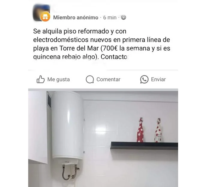 Un anuncio de alquiler en primera línea de playa en Torre del Mar desata la indignación en redes sociales