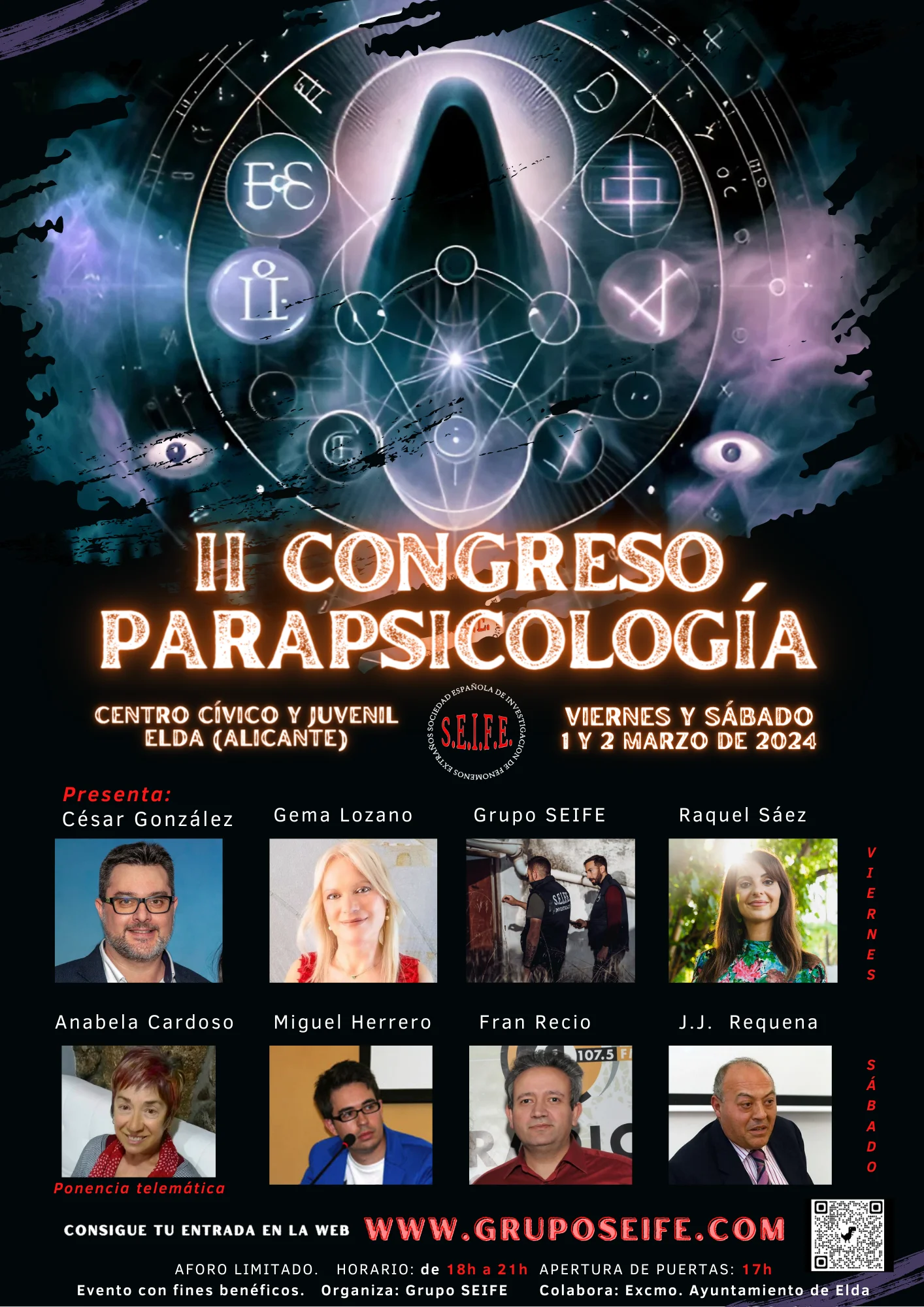 Grupo SEIFE presenta el II Congreso de Parapsicología que se llevará a cabo el 1 y 2 de marzo en Elda, Alicante
