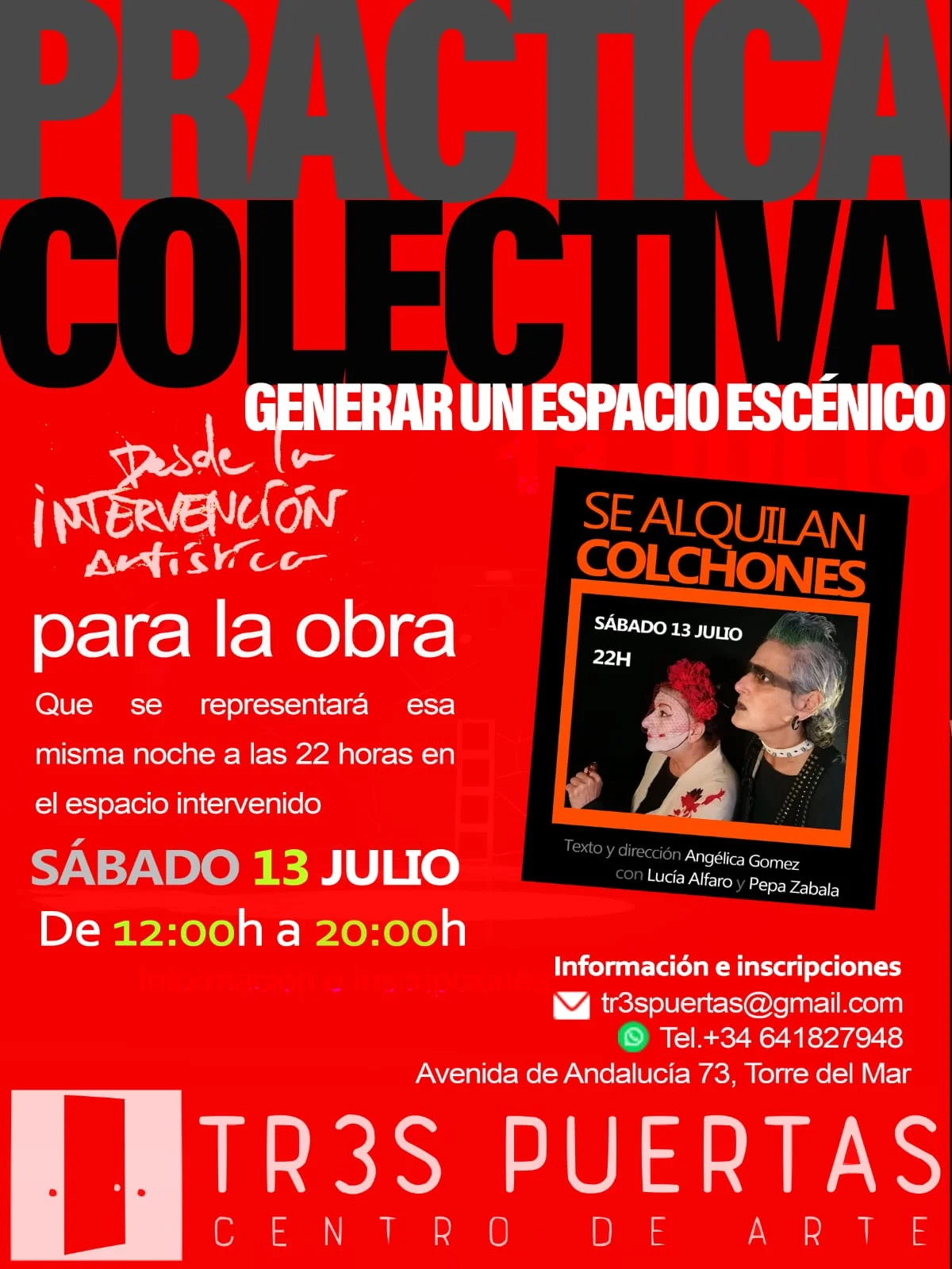 El Centro de Arte Tr3s Puertas en Torre del Mar acoge este sábado una práctica artística colectiva única