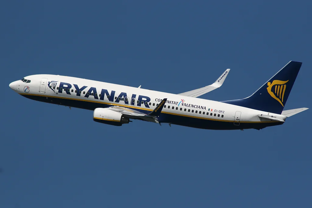 foto de archivo de un vuelo de Ryanair