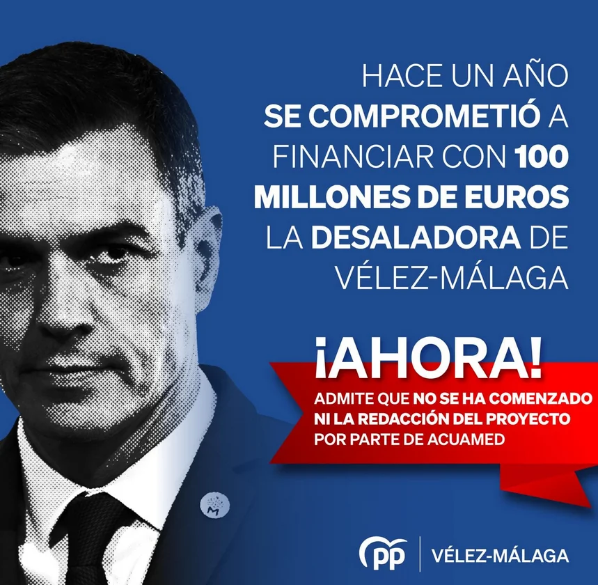 El alcalde de Vélez-Málaga exige al Gobierno de España que se ponga las pilas, deje de confundir a la población e inicie ya las obras de la imprescincible desaladora de la Axarquía