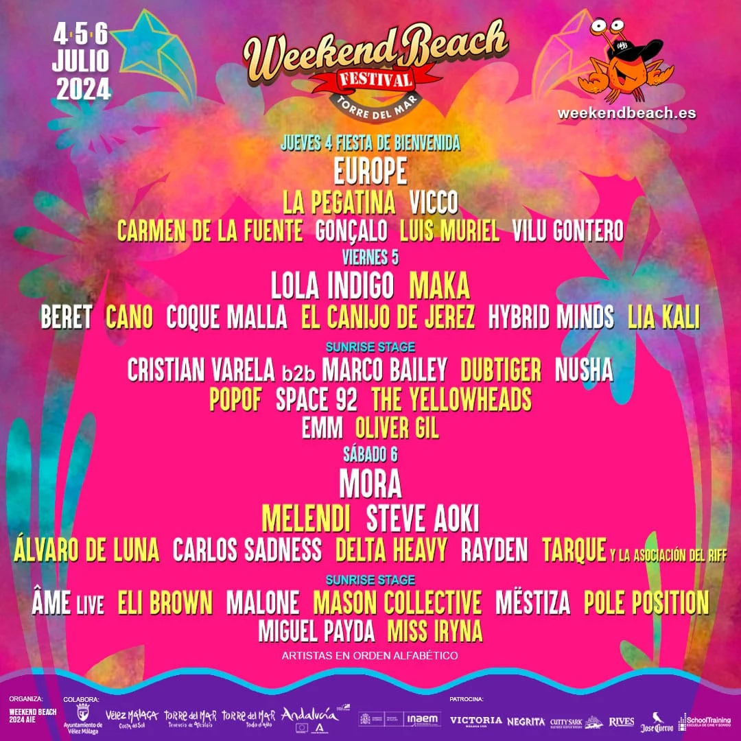 Weekend Beach Festival anuncia su actuaciones por días el 4, 5 y 6 de julio 
