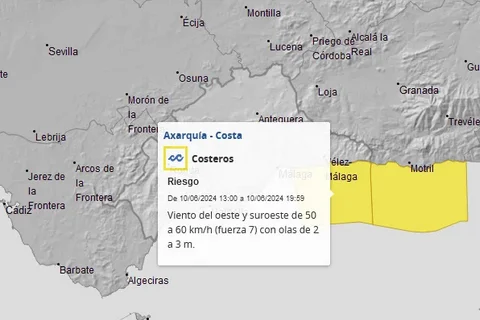 Emitido aviso amarillo por fenómenos costeros en la Axarquía el lunes 10 de junio
