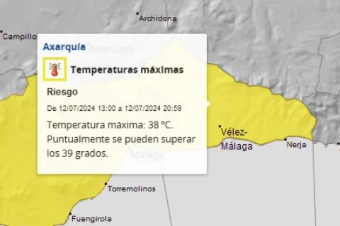 AEMET avisa de peligro por temperaturas máximas el viernes 12 de julio en la Axarquía