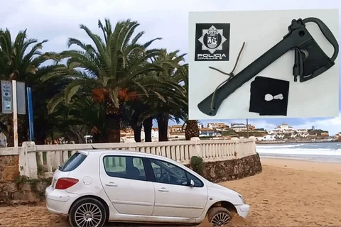 Encuentran un coche abandonado en una playa de Cantabria con polvo blanco y un hacha