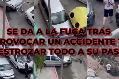 Graban en video a un joven destrozando todo lo que tiene por delante tras provocar un accidente y darse a la fuga