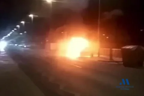Coche queda completamente calcinado la pasada madrugada en la N-340 a su paso por Mezquitilla