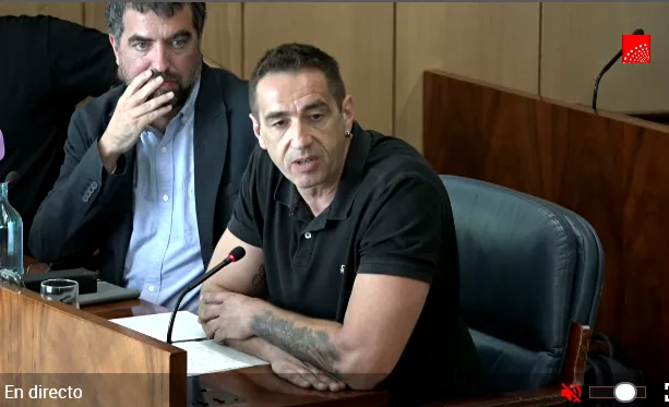 Emilio Delgado y Hugo Martínez Abarca de Más Madrid en la comisión del Ático con Miguel Ángel Martín